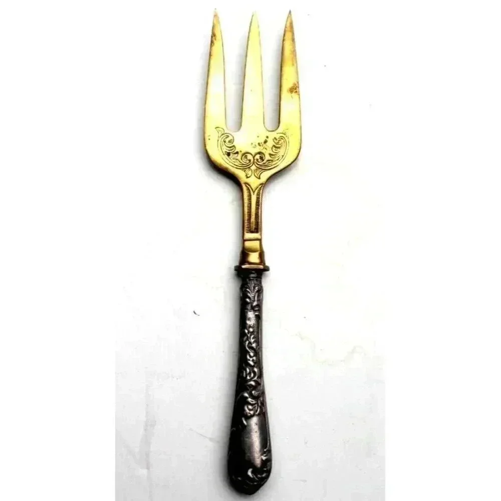 Vtg Antique Victorian Silver Embossed Bread Fork Flatware Silverware